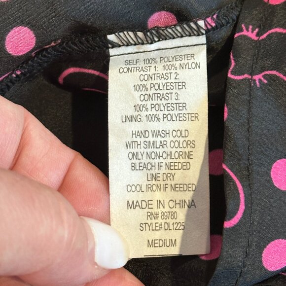 Hot Topic Dress Kitty Cat Retro Pinup Polka Dot Black Pink 50s Rockabilly MEDIUM - Picture 11 of 11
